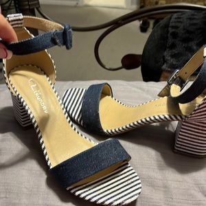 Blue white stripe whimsical shoe